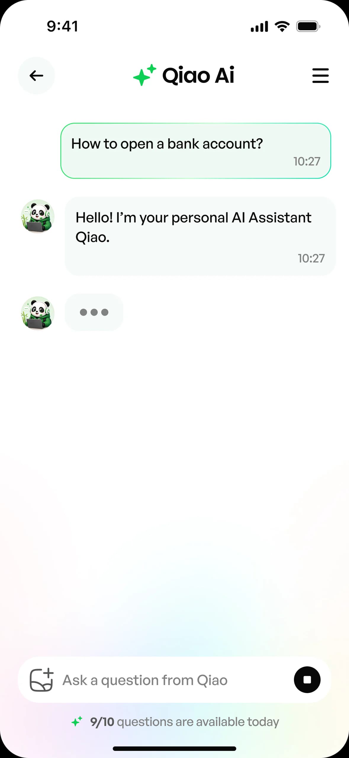 Qiao app - ai assistant screen